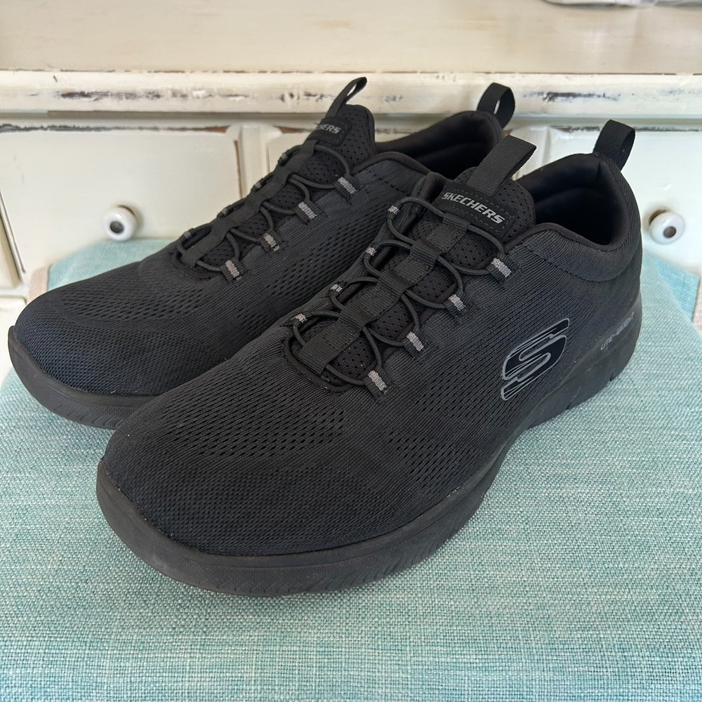 SKECHERs Men's Summits Louvin Slip-On Training Sneakers Lightweight Black -12
